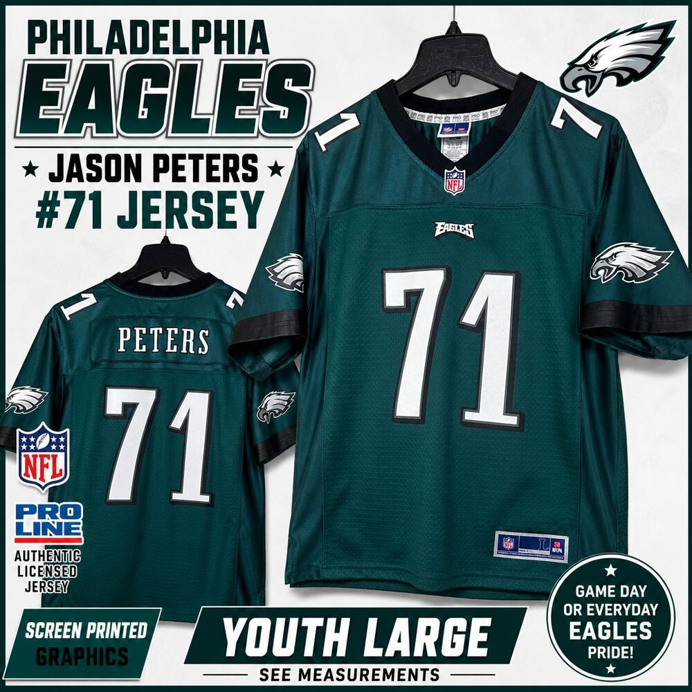 Philadelphia Eagles Peters 71 Jersey Youth Large Green NFL Pro Line